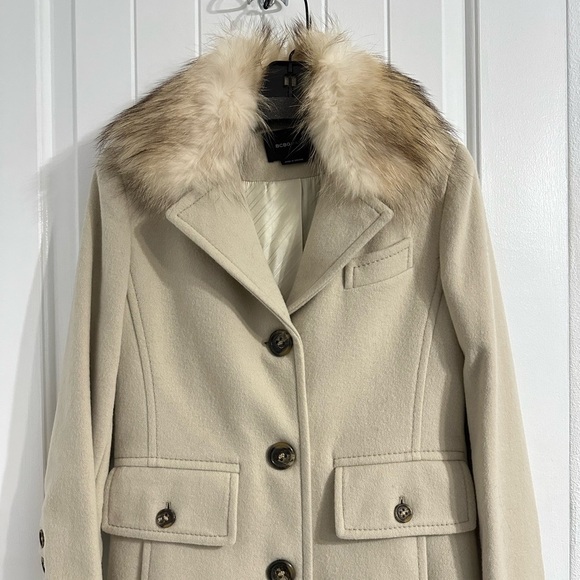 BCBGMAXAZRIA Wool & Angora Blend Cream Coat - Picture 2 of 9